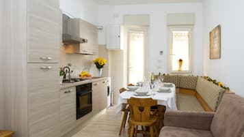 Grand Apartment | Private kitchen | Full-size fridge, microwave, stovetop, espresso maker