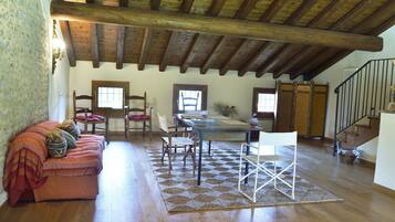 TV, caminetto, tavolo da calcetto