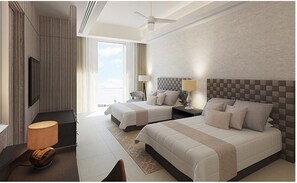 3 habitaciones, caja de seguridad en la habitación y escritorio