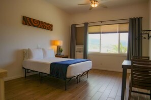 1 bedroom, desk, iron/ironing board, travel cot