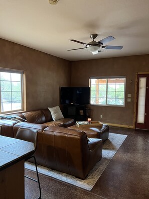 Smart TV, fireplace, computer monitors, printers