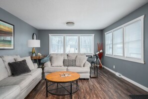 テレビ、暖炉、テーブルサッカー台、ステレオ