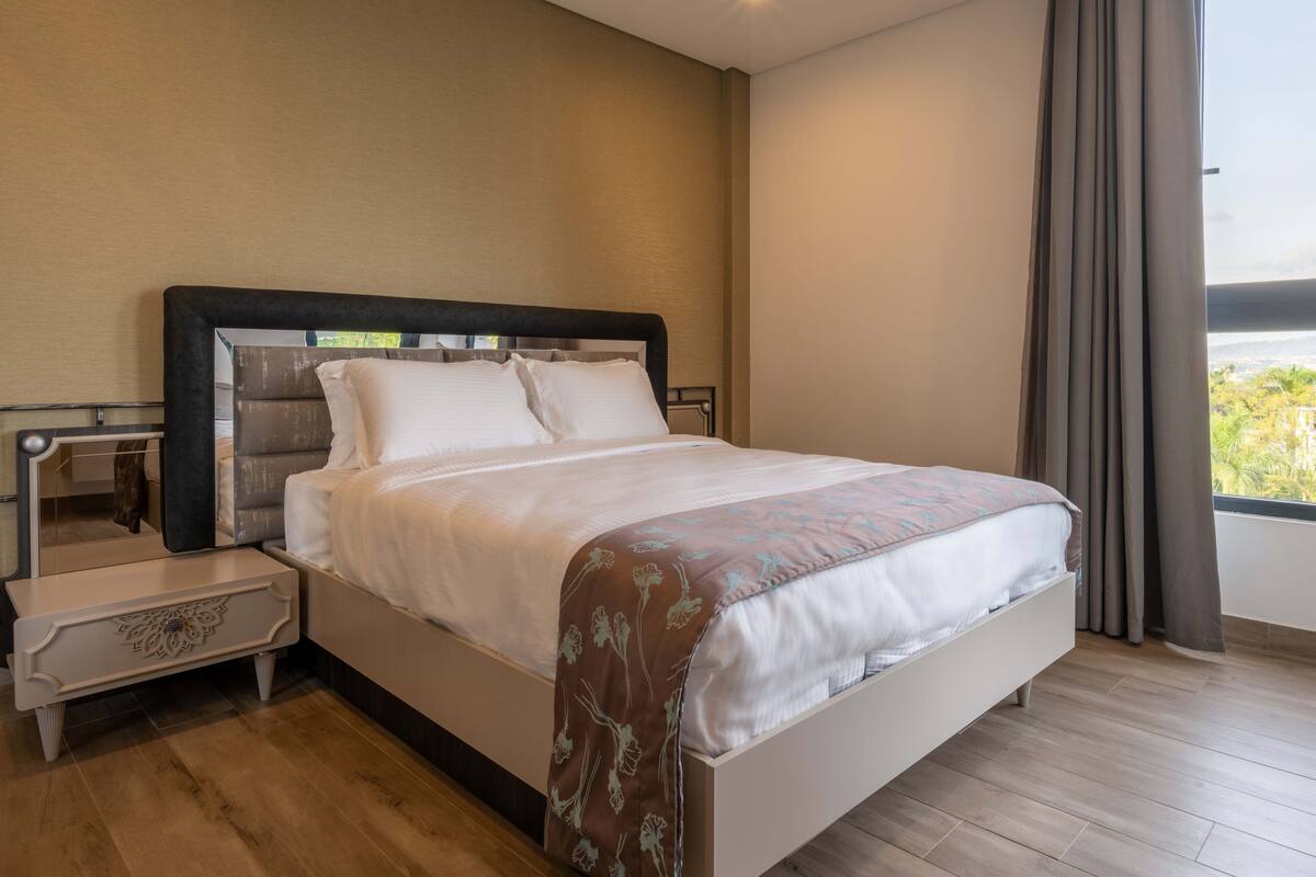 Executive Suite, Non Smoking, Pool View | Egyptian cotton sheets, premium bedding, down comforters