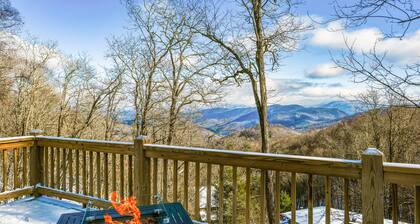 Elevated mountain-view cabin with private hot tub, 2 decks, firepit, & grill