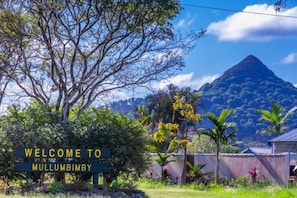 Experience the serene beauty of Mullumbimby, surrounded by lush greenery and majestic mountains.