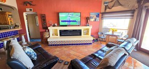 TV, fireplace, DVD player, offices