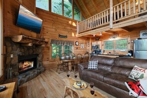 TV, fireplace, video games