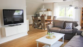 Tv, dvd-afspiller, bøger, videobibliotek
