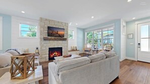 TV, fireplace, offices