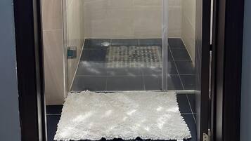 Sèche-cheveux, serviettes fournies, savon, shampoing