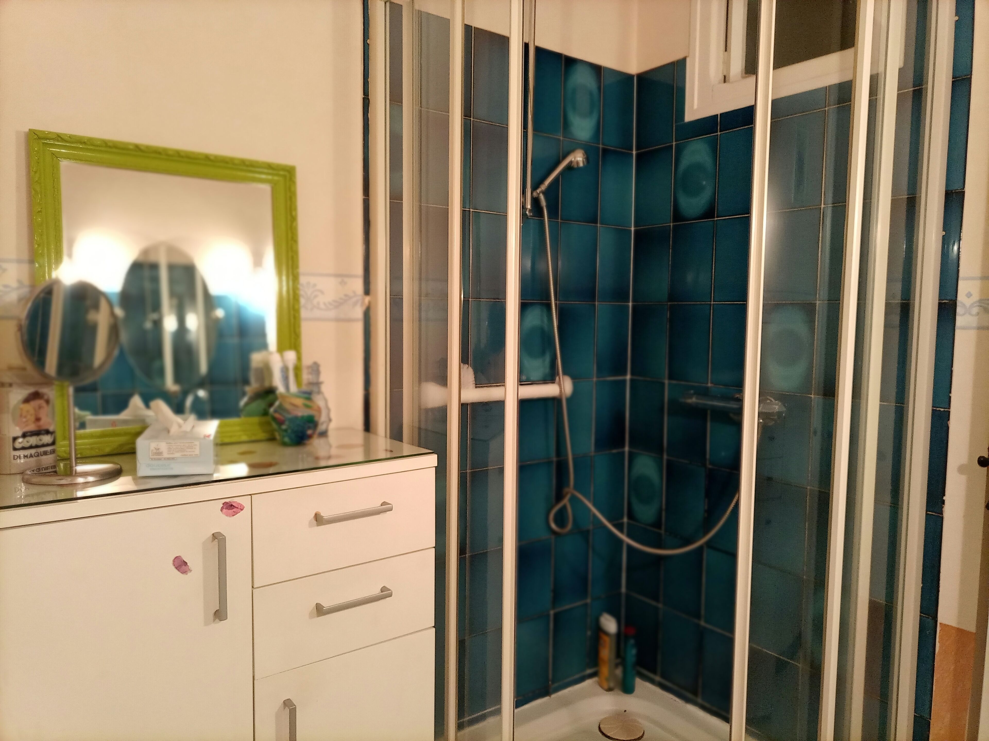 Douche, sèche-cheveux, serviettes fournies, papier toilette