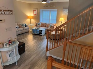 Smart TV, DVD player, foosball, stereo