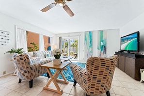 House, Multiple Beds (304) | Living area | 32-inch flat-screen TV with cable channels, TV - Coastal Surfside by Beachside Management (Siesta Key)