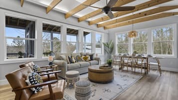 Smart TV, table football, ping pong, books