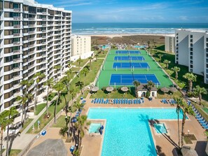 Enjoy ocean views from the hotel's high-rise balconies, relax by the pool with sun loungers and umbrellas.
