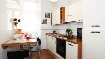 Family Apartment | Private kitchen | Full-size fridge, microwave, espresso maker, coffee/tea maker