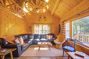 TV, fireplace, books - Andover Cabin Retreat w/ Hot Tub & Fireplace! (Andover)