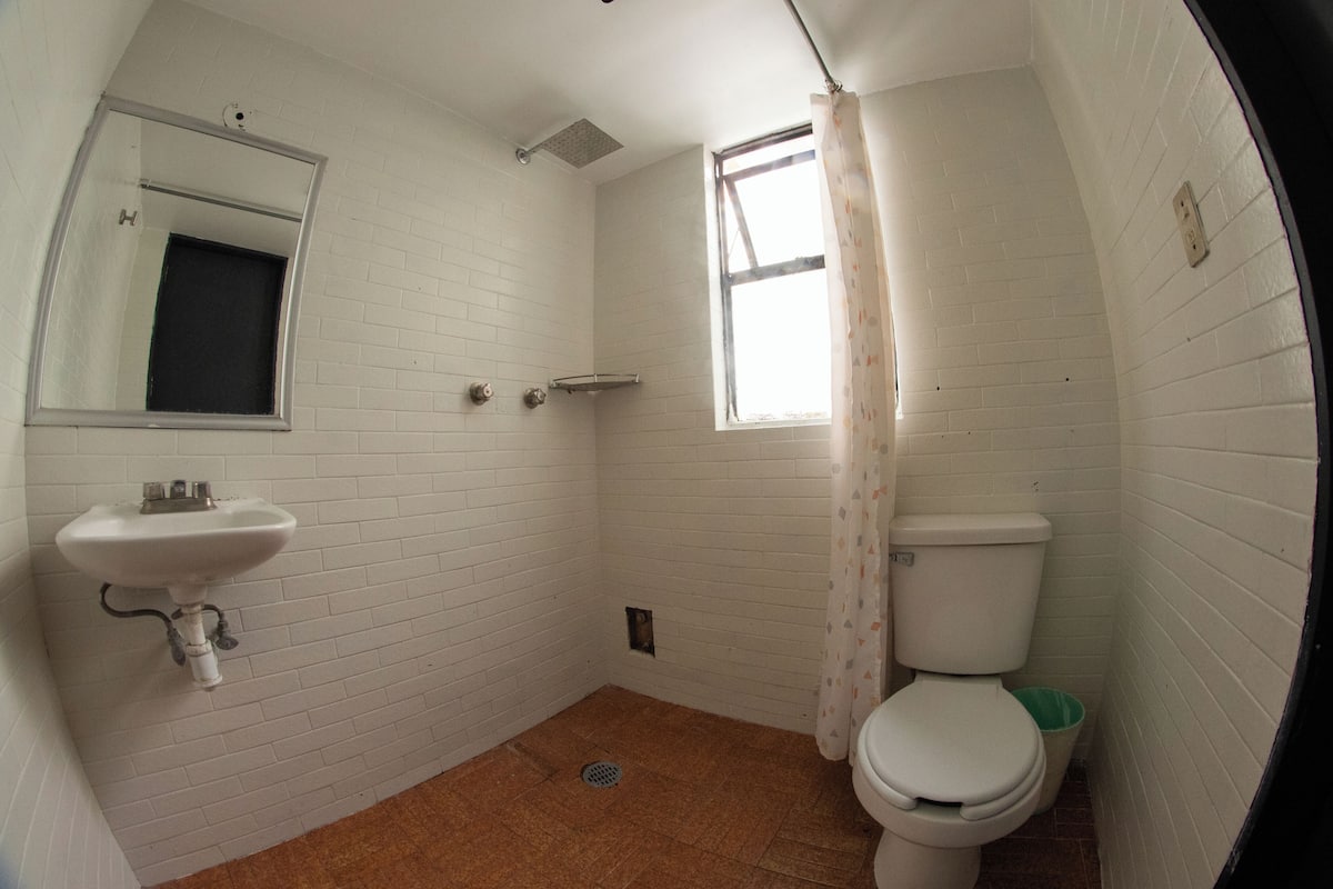 shower, towels, soap, shampoo