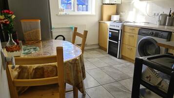 Fridge, microwave, oven, electric kettle