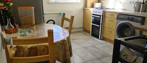 Fridge, microwave, oven, electric kettle