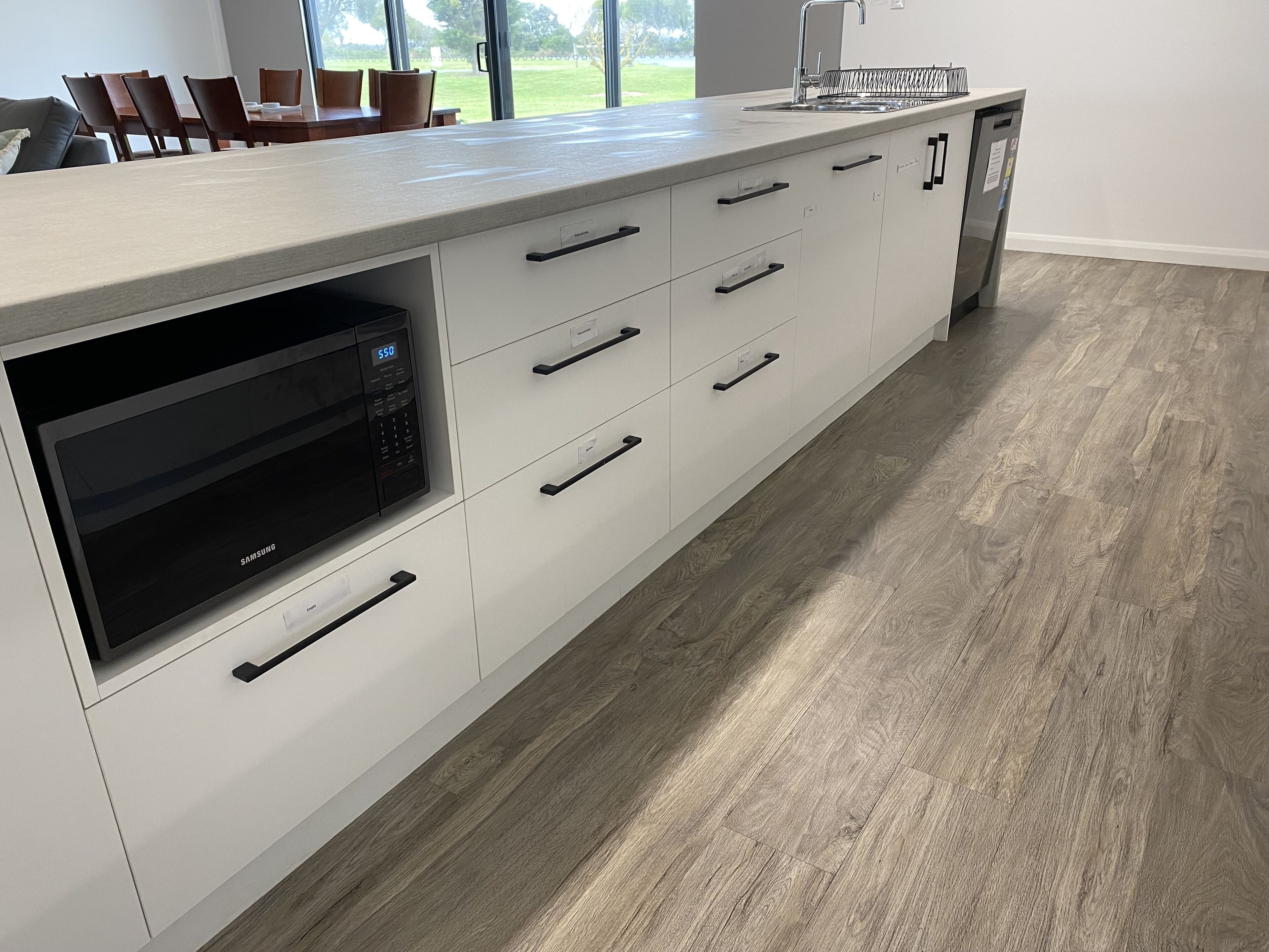 Fridge, microwave, oven, dishwasher