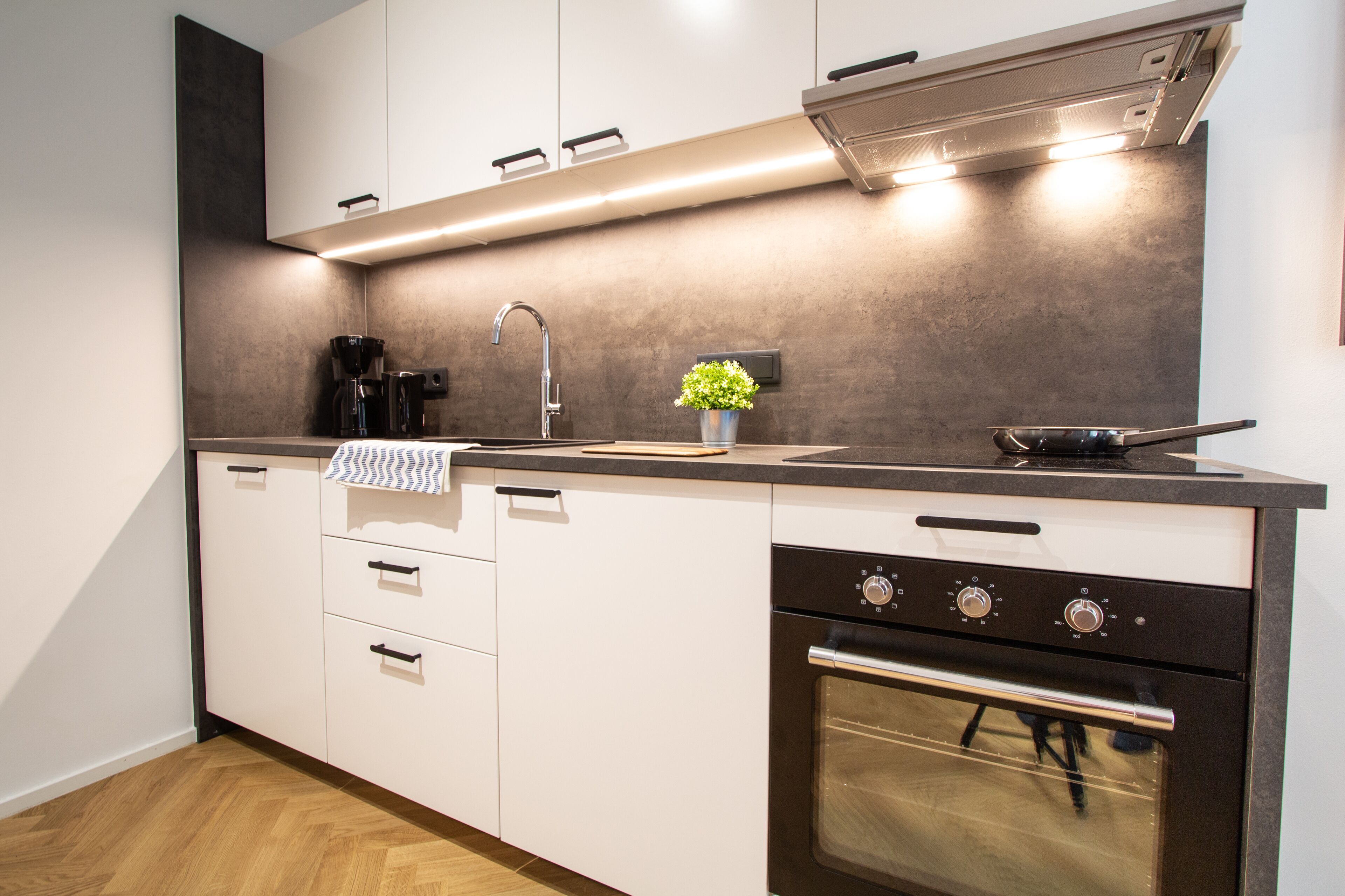 Deluxe-Apartment | Eigene Kochnische | Kühlschrank, Ofen, Herdplatte, Geschirrspüler