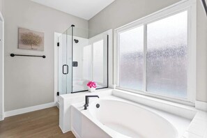 Regadera, secadora de cabello, jabón, shampoo 