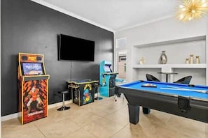 Games room - 6BR House w/ Pool & Pool Table | Posh Vegas Home (North Las Vegas)