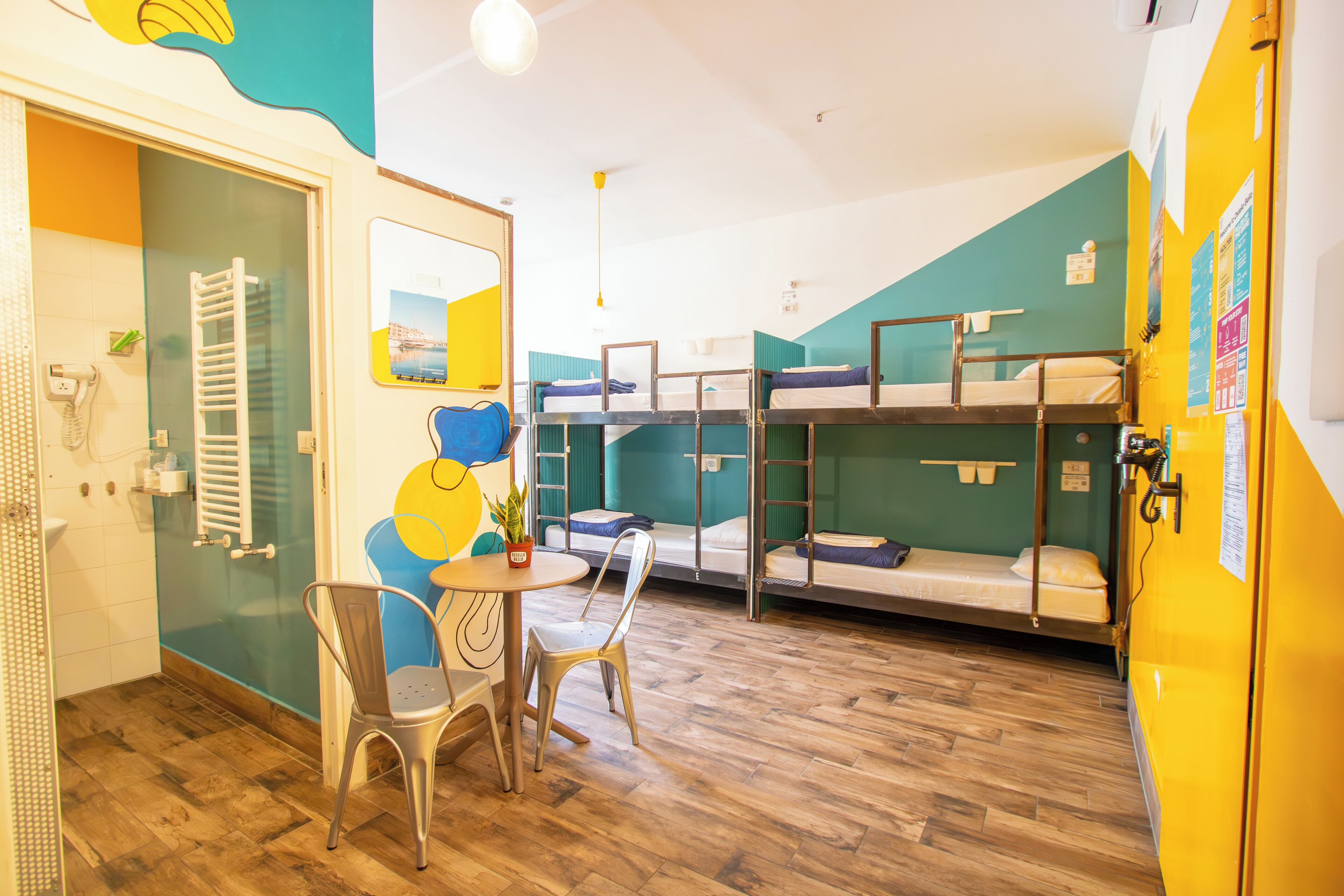 Desk, laptop workspace, free WiFi, bed sheets