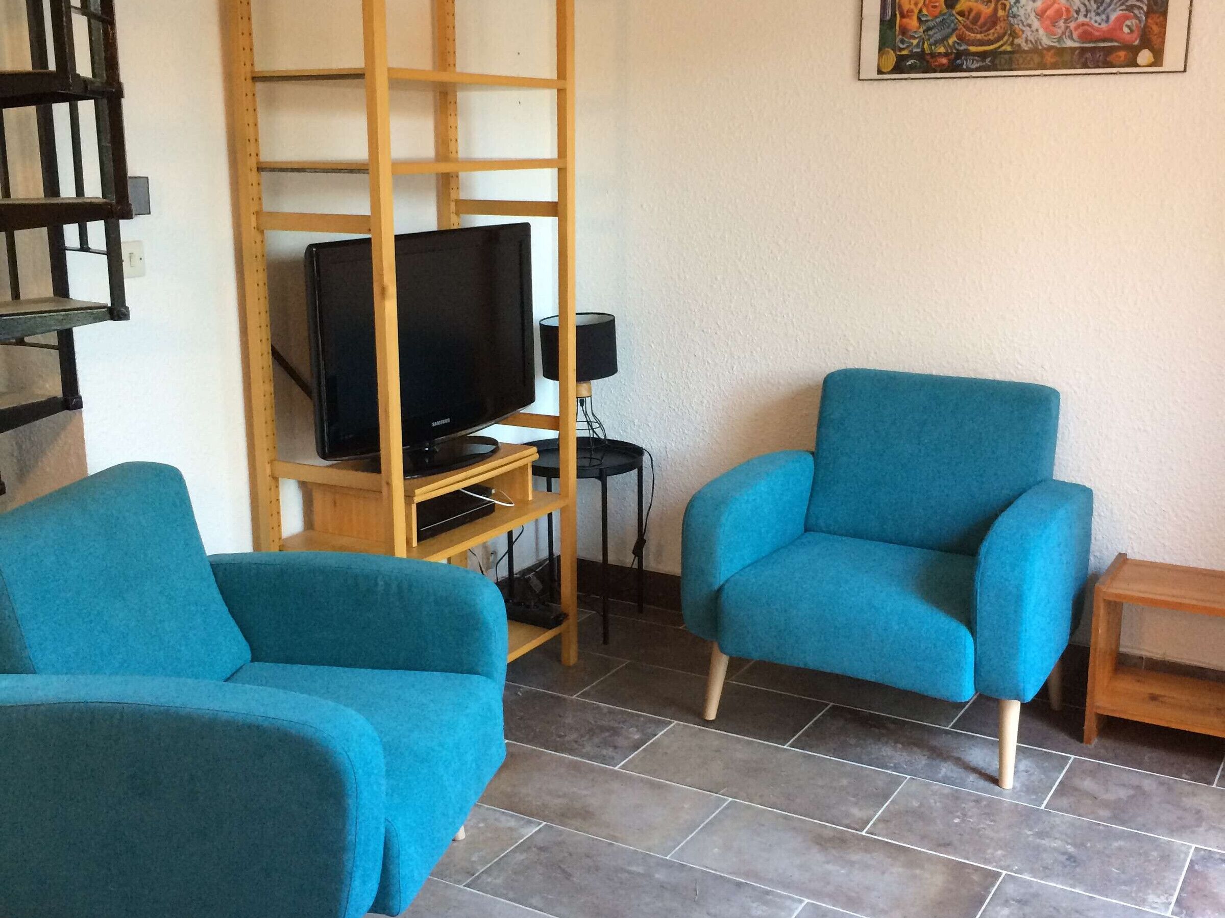 Flat-screen TV, DVD player