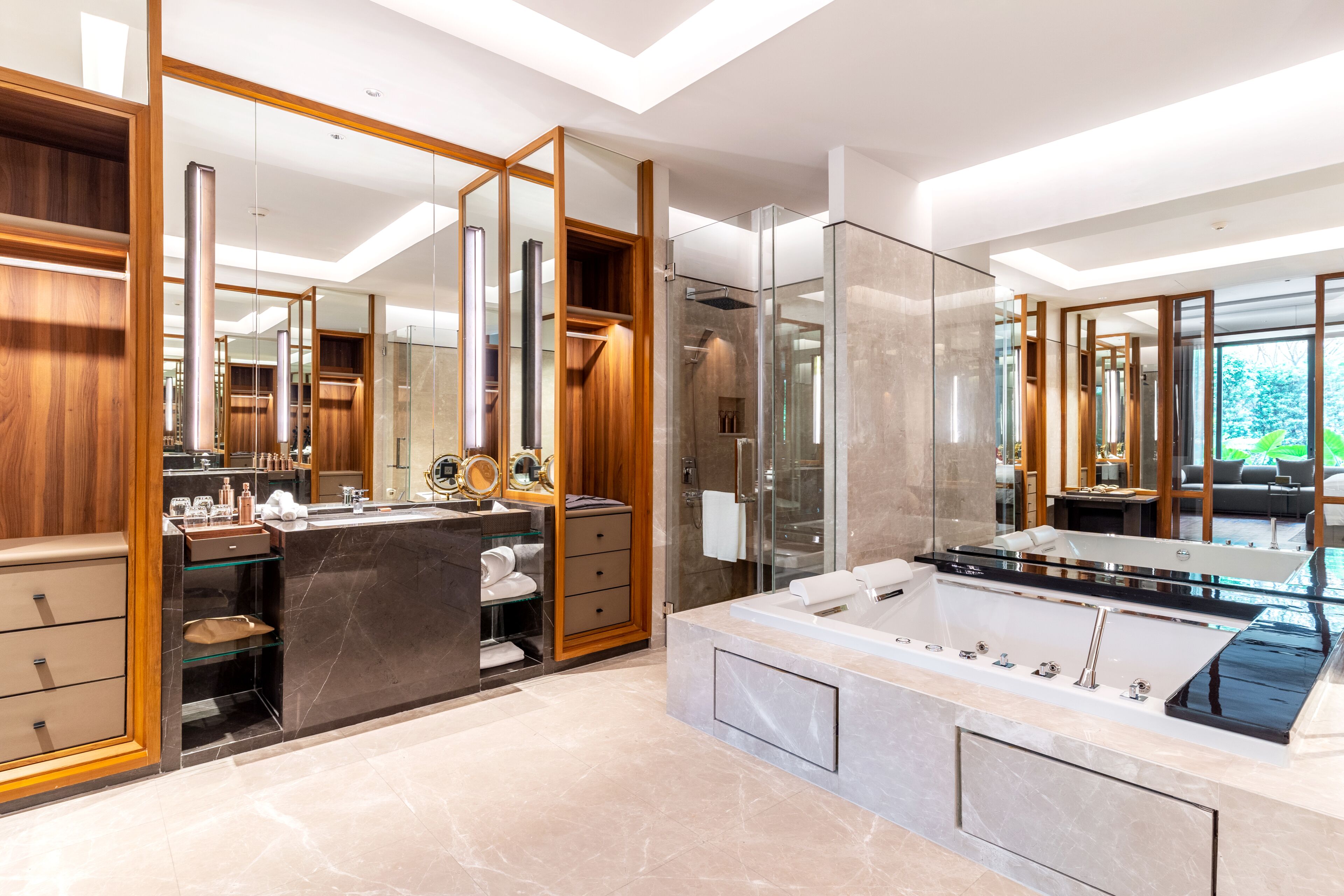 Deva Pool Villa | Bathroom | Separate bathtub and shower, jetted bath, hair dryer, bathrobes