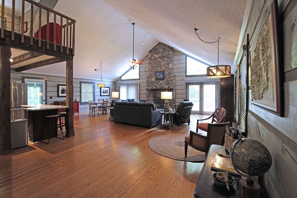 TV, fireplace, video games