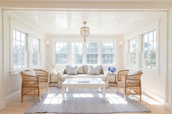 Fireplace - Newly renovated Nantucket home with pool - walk to beach!. (Nantucket)