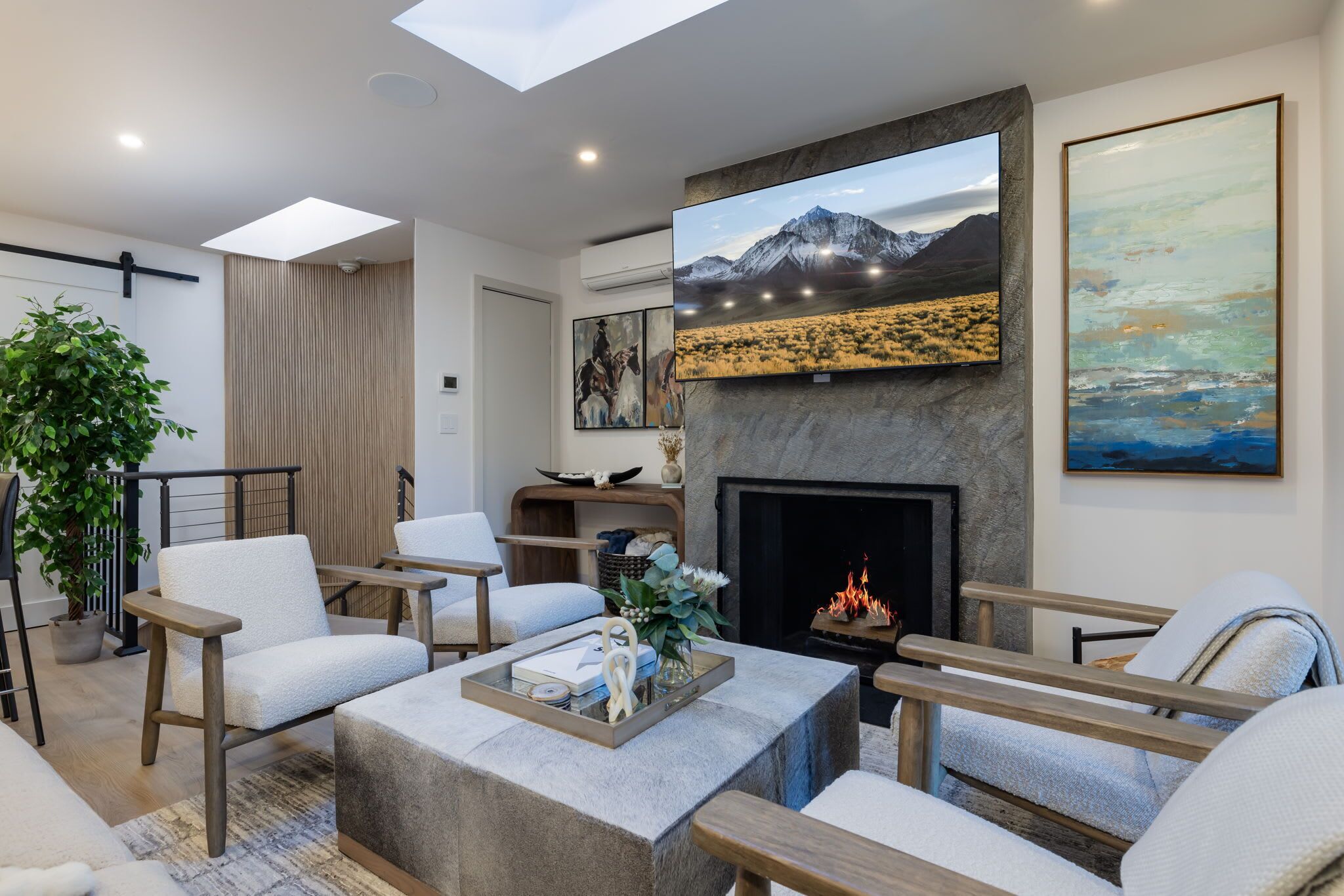 Smart-TV, peis, stereoanlegg og kontorer