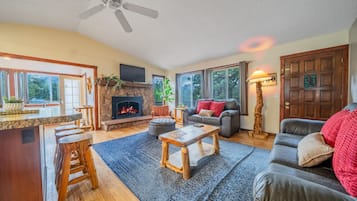 Fernseher, Kamin, Videospiele, Bücher