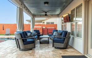 Terrace/patio - Open desert view home retreat by lakes, golf, trails, and optional heated pool (Goodyear)