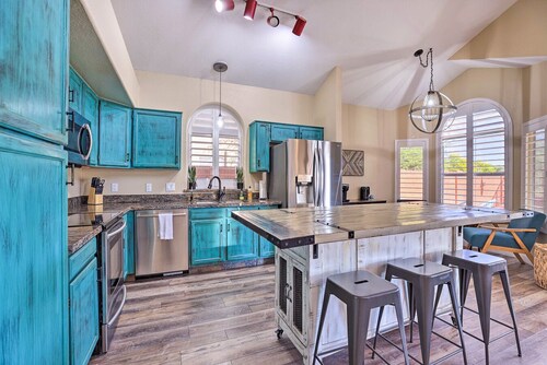 Open desert view home retreat by lakes, golf, trails, and optional heated pool