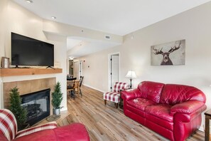 Smart TV, fireplace, video-game console - Mountain View Riverfront Condo W/ Balcony, Fishing, Fireplace, Fitness W/ Sauna (Sevierville)