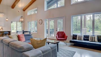 TV, fireplace, DVD player, foosball