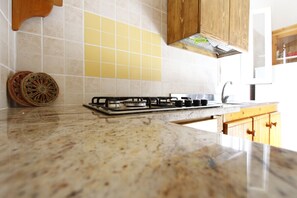 Fridge, stovetop, cookware/dishes/utensils, dining tables