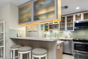 Condo, 2 Bedrooms | Private kitchen | Fridge, oven, coffee/tea maker, toaster