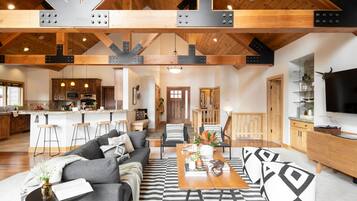 Smart TV, fireplace, video games, offices