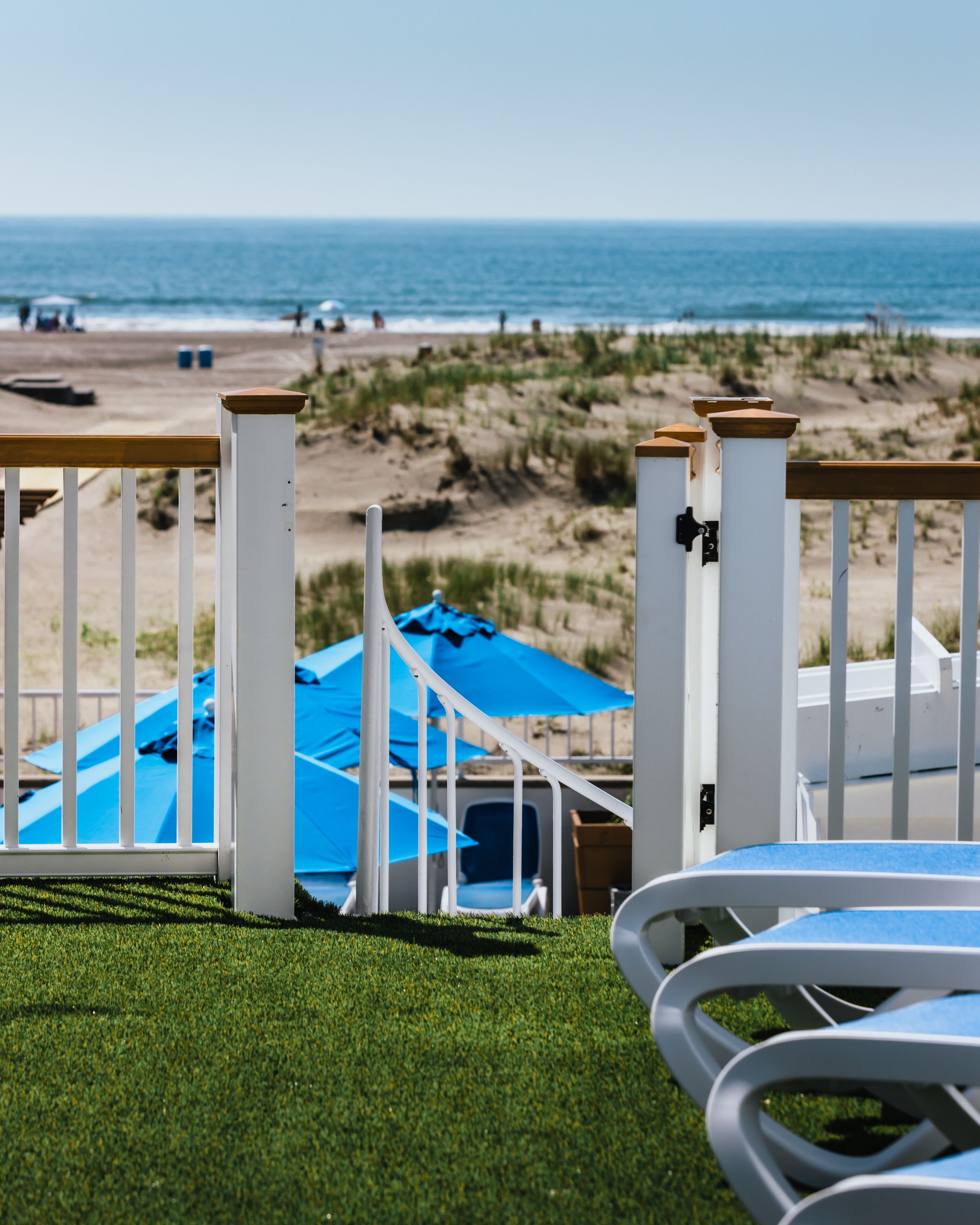 On the beach, beach umbrellas