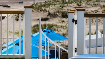 On the beach, beach umbrellas
