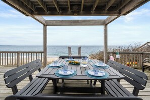 Outdoor dining - Oceanfront home on Private Beach! (Sandwich)