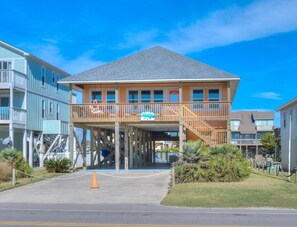 Exterior - 4BR/3BA Home - 2nd Row, Ocean Views, Steps to Beach, Pool w/ Heating, Sleeps 10 (Oak Island)