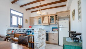 Fridge, oven, stovetop, coffee/tea maker
