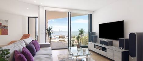 TV, DVD player, stereo