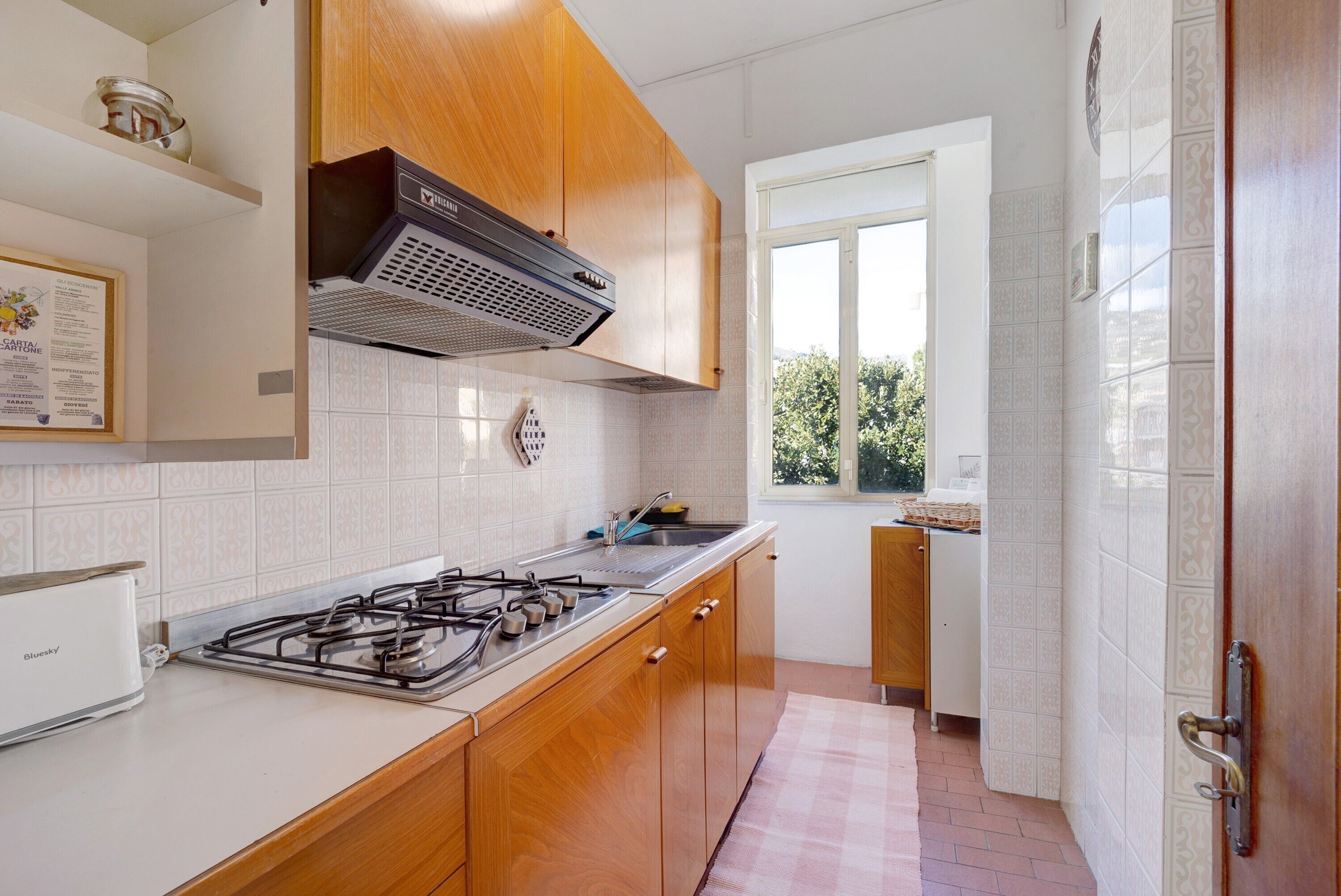 Fridge, microwave, stovetop, electric kettle