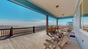 Terrace/patio - Rancho Azul: 3 BR, 2 BA House in Crystal Beach, Sleeps 10 (Bolivar Peninsula)